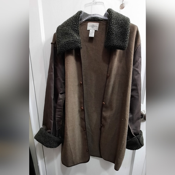 🍁🧥 Nordstrom Boiled Wool Coat with Removable Lining, Size Medium - Picture 2 of 7